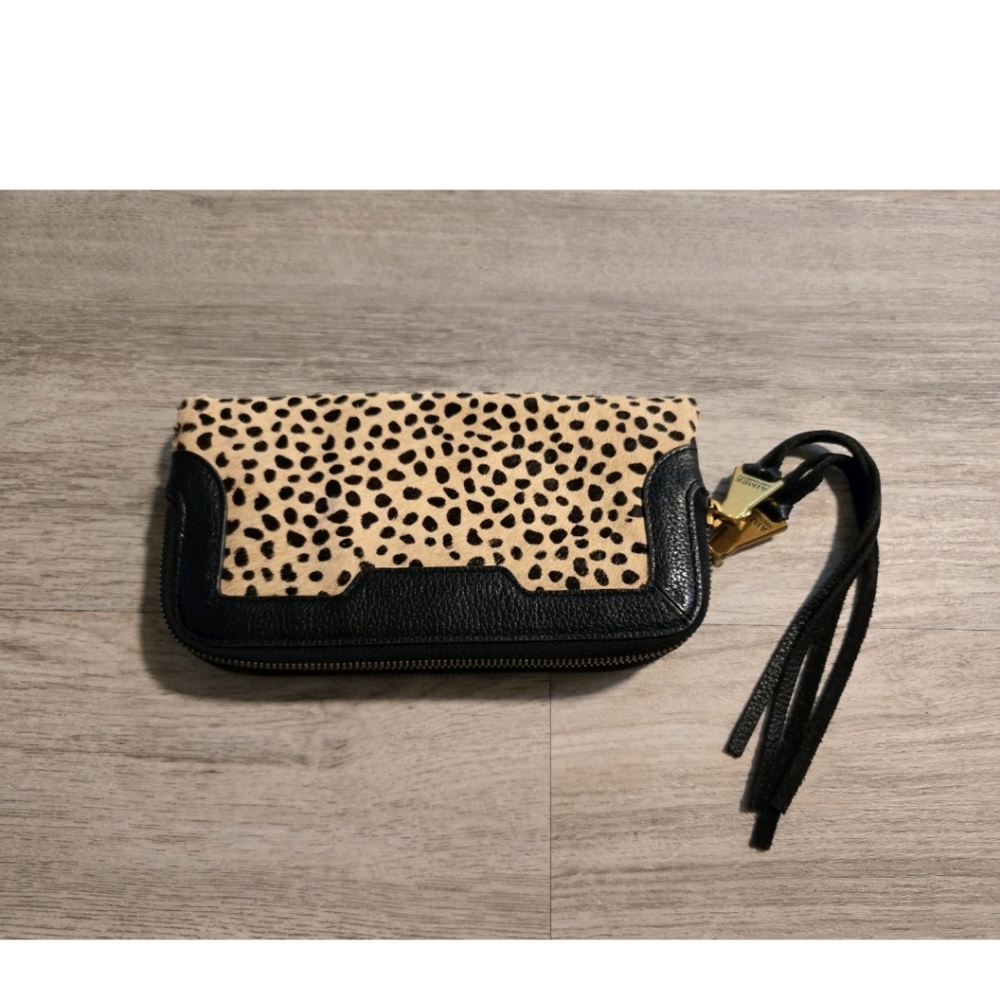 AIMEE KESTENBERG Leopard Pony Hair Black Leather Wallet